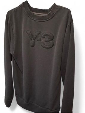 Y-3 Black Embossed Logo Crewneck Sweater